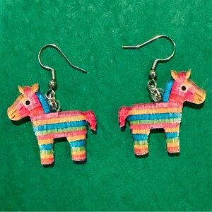 Cinco de Mayo Mexican Piñata Colorful Horse Pinata Mexico Celebration Earrings 🪅
